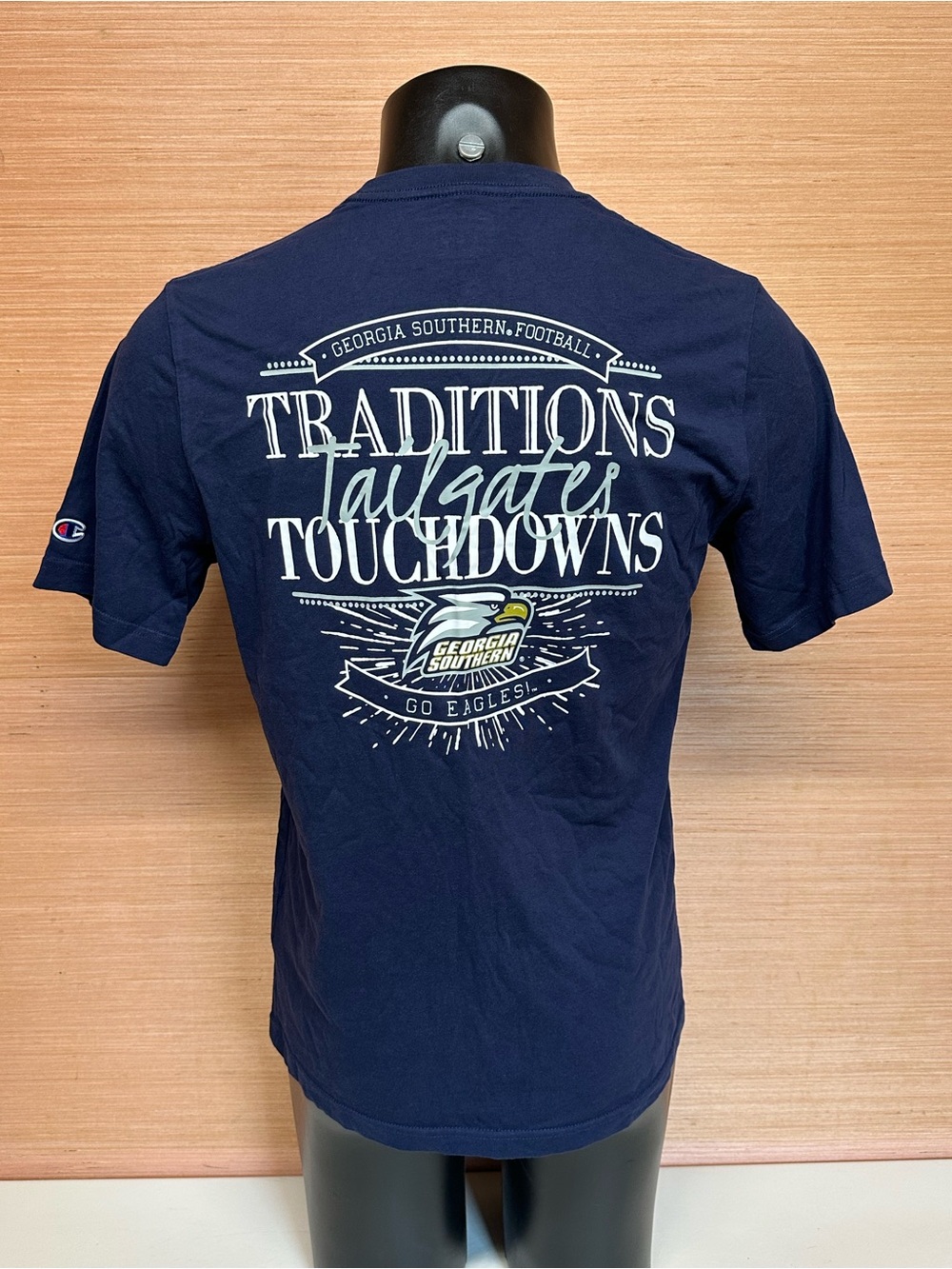 Georgia Southern Football Traditions Tailgates Touchdowns Blue Pocket T-Shirt M